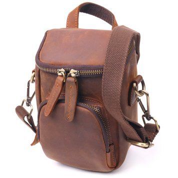 Компактная мужская сумка из натуральной винтажной кожи 21295 Vintage Коричневая 21295 фото