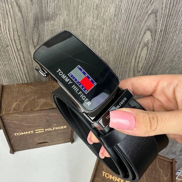 Мужской кожаный ремень автомат, пояс из натуральной кожи черный 1677 BRD фото