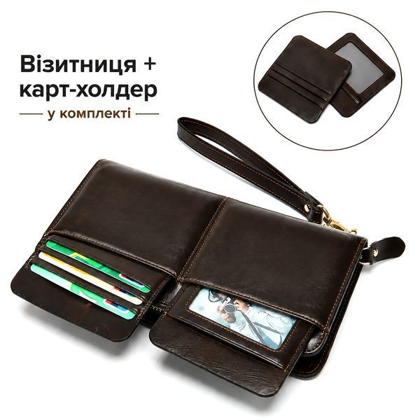 Мужской клатч Lorian из натуральной гладкой кожи с ремешком через руку кошелек кофейного цвета&nbsp;BSLR 259020-oilcoffee BSLR 259020-oilcoffee фото