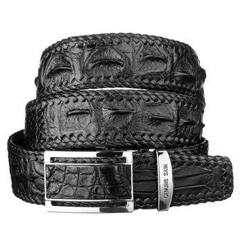 Ремінь-автомат CROCODILE LEATHER 18010 з натуральної шкіри крокодила Чорний 18010 фото